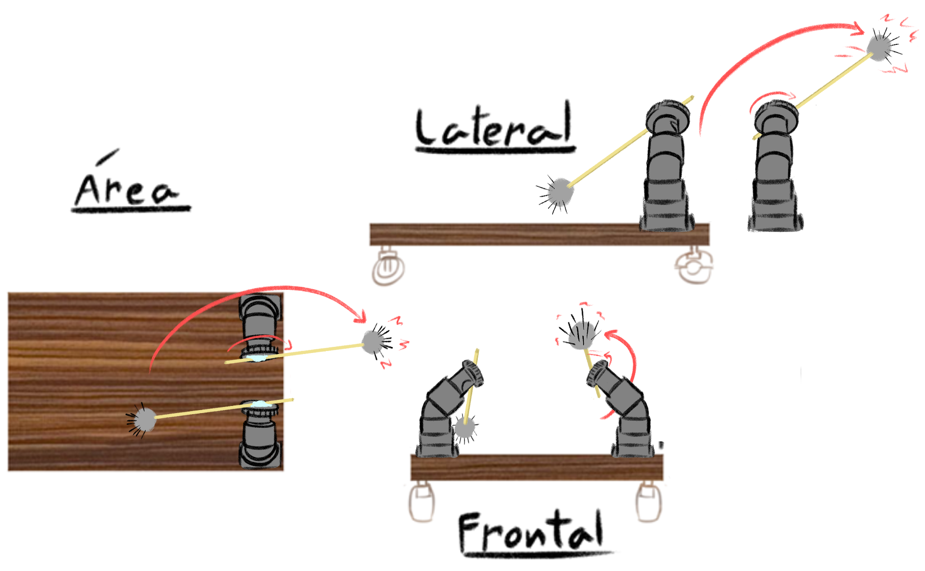 Imagem da ilustração de como ficará a arma na base do robô
